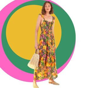 FARM Rio Orange Sunset Maxi Dress Size Large